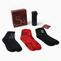 Подарочный набор термос и носки 3 пары KAFTAN "Змея"  р. 41-44 (27-29 см)