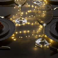 Гирлянда &laquo;Мишура&raquo; 2 м роса, IP20, серебристая нить, 100 LED, свечение тёплое белое, USB