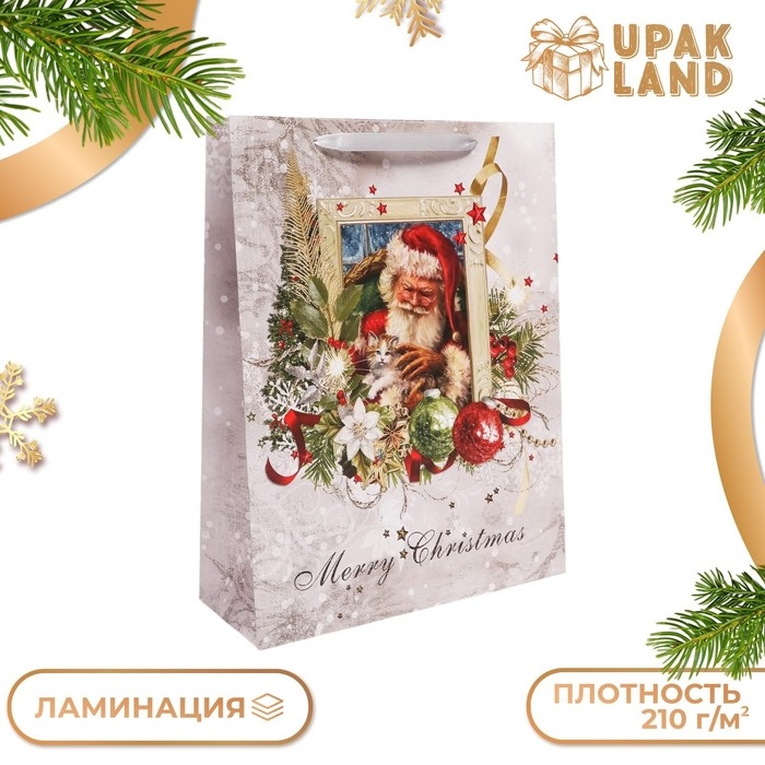 Новый год. Пакет подарочный, ламинированный, "Санта",31 х 40 х 11,5 см.