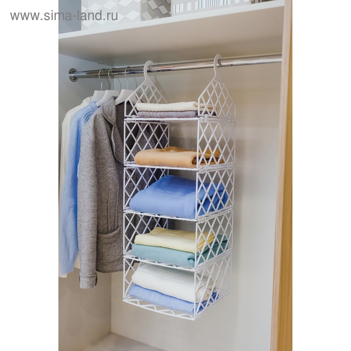 Вешалка - полка, 80×29×29 см, 4 маленькие полки, цвет белый Вешалка - полка, 80×29×29 см, 4 маленькие полки, цвет белый