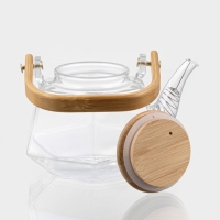 Чайник заварочный стеклянный с бамбуковой крышкой и металлическим фильтром BellaTenero &laquo;Октогон&raquo;, 800 мл