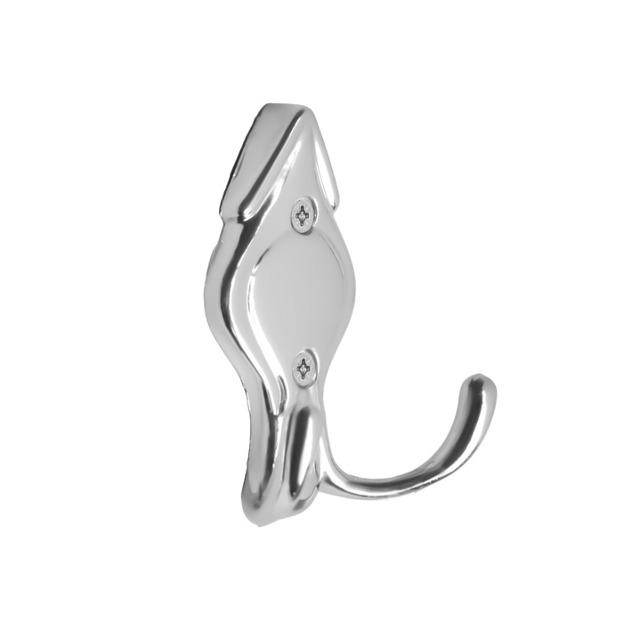 Крючок мебельный ТУНДРА TKD025, двухрожковый, хром Крючок мебельный ТУНДРА TKD025, двухрожковый, хром