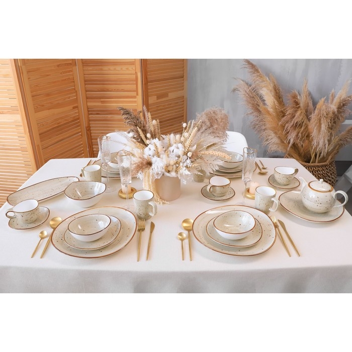 Чайная пара фарфоровая Magistro Mediterana, 2 предмета: чашка 250 мл, блюдце 16&times;15 см, цвет бежевый