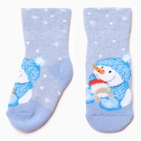 Носки детские махровые, цвет светло-голубой меланж/голубой, размер 14-16 Носки детские махровые, цвет светло-голубой меланж/голубой, размер 14-16