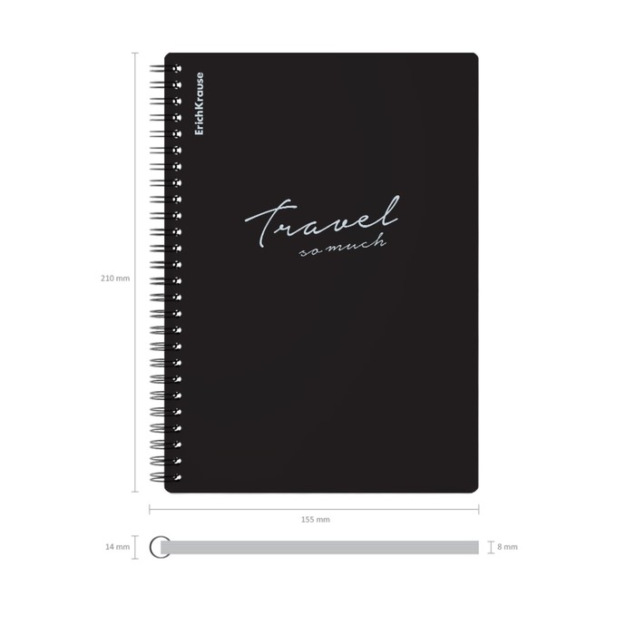 Тетрадь на спирали, 80 листов в клетку, ErichKrause Classic Words, пластиковая обложка, блок офсет 100% белизна, чёрная Тетрадь на спирали, 80 листов в клетку, ErichKrause Classic Words, пластиковая обложка, блок офсет 100% белизна, чёрная