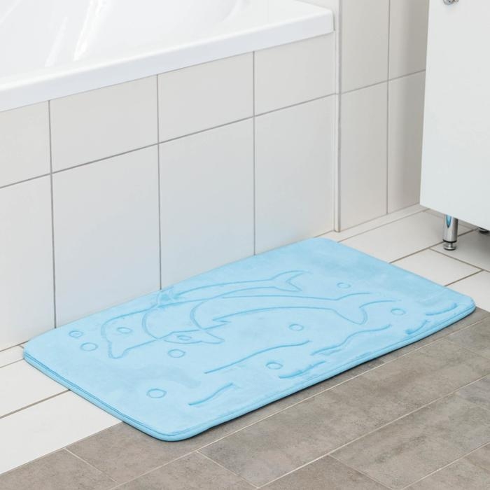 Коврик Доляна «Дельфины», 50×80 см, цвет синий Коврик Доляна «Дельфины», 50×80 см, цвет синий