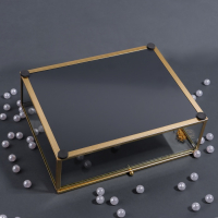 Органайзер для хранения &laquo;Кристалл&raquo;, с крышкой, стеклянный, 1 секция, 20 &times; 16,8 &times; 9 см, цвет прозрачный/медный/розовый