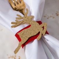 Новый год. Набор декоративных колец для салфеток &laquo;Золотой олень&raquo; 4 шт, d=5 см, 100% п/э, фетр