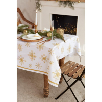 Скатерть "Этель" Золотые снежинки 149х110+/- 3см, 100% хлопок, 190г/м2