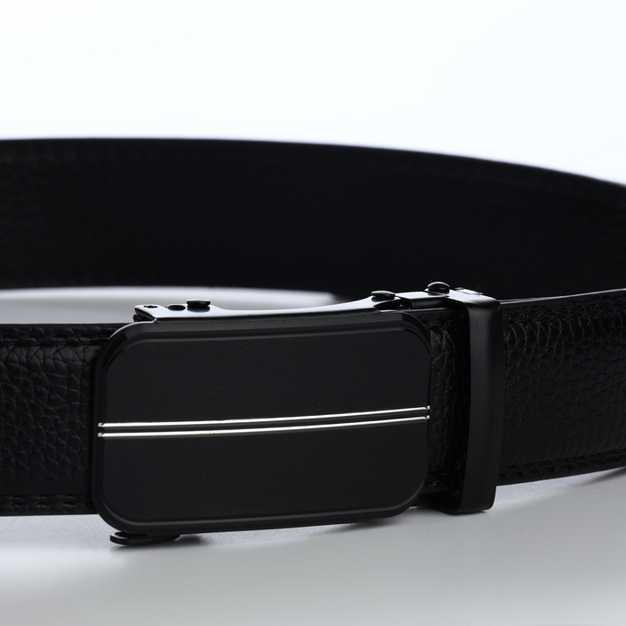 Ремень мужской, ширина 3,5 см, пряжка автомат, цвет чёрный