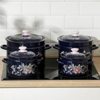 Набор кастрюль &laquo;Алиса&raquo;, 4 предмета: 2 л, 3 л, 6 л, 8 л, эмалированные крышки, индукция