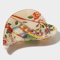 Блюдце стеклянное Доляна &laquo;Совушки&raquo;, 17,8&times;13,7&times;1,7 см