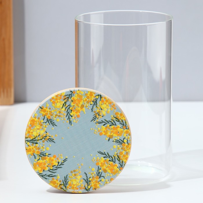 Банка для хранения сыпучих продуктов и круп &laquo;Нежная мимоза&raquo;, 950 мл