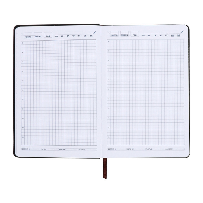 Ежедневник недатированный, А5, 140л, клетка, обл.кожзам, Серый