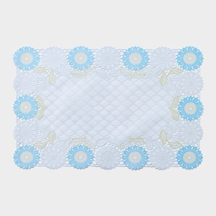 Салфетка ажурная для стола &laquo;Подсолнухи&raquo;, 45&times;30 см, цвет жёлто-голубой