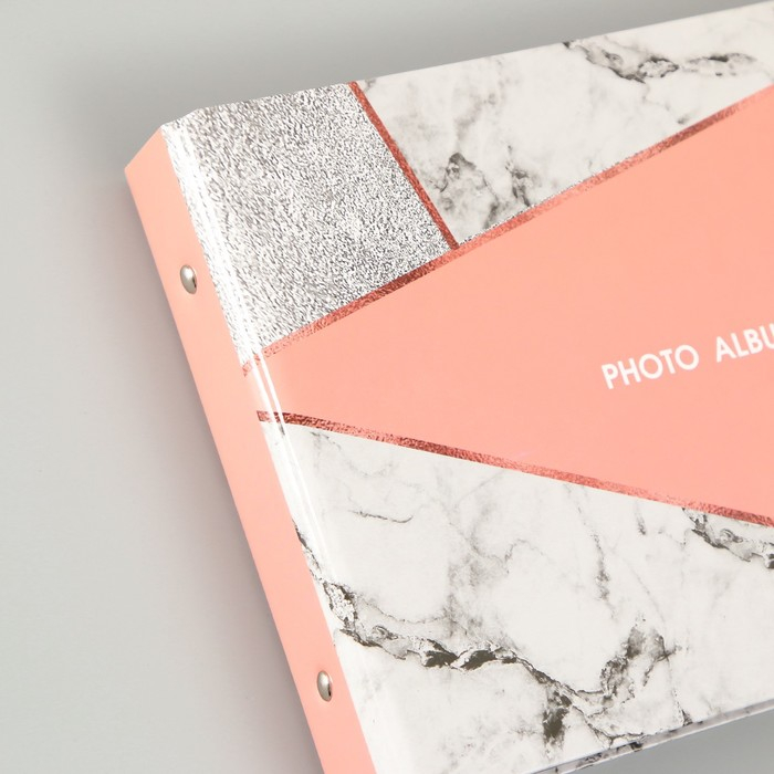 Фотоальбом 25 листов (уголки+кольца) "Треугольники: мрамор, кожа" 27х19 см