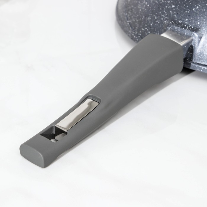 Сковорода &laquo;Гранит ВОК&raquo;, d=28 см, съёмная ручка, стеклянная крышка, антипригарное покрытие, цвет серый