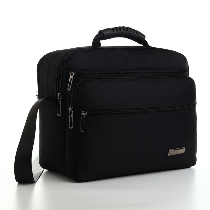 Сумка деловая на молнии, 3 наружных кармана, цвет чёрный Сумка деловая на молнии, 3 наружных кармана, цвет чёрный