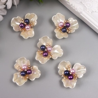 Декор для творчества пластик "Белая фиалка" перламутр, жемчужины 3,8х3,5х1,2 см Декор для творчества пластик "Белая фиалка" перламутр, жемчужины 3,8х3,5х1,2 см