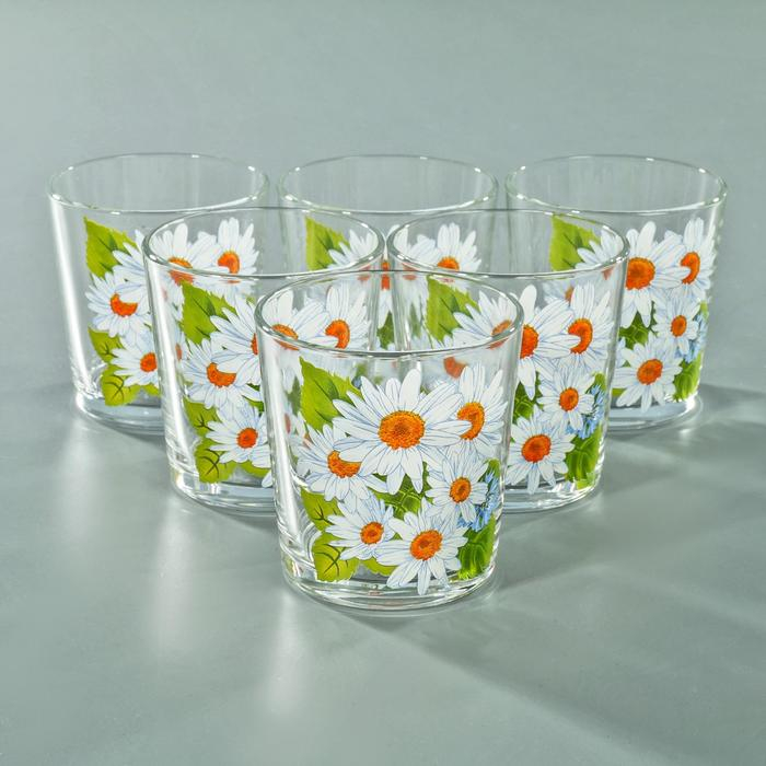 Набор стаканов для коктейля &laquo;Букеты&raquo;, 210 мл, 6 шт, рисунок МИКС