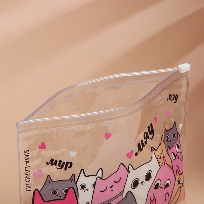 Косметичка из прозрачного PVC 21 х2 х14 см &laquo;Котики&raquo;