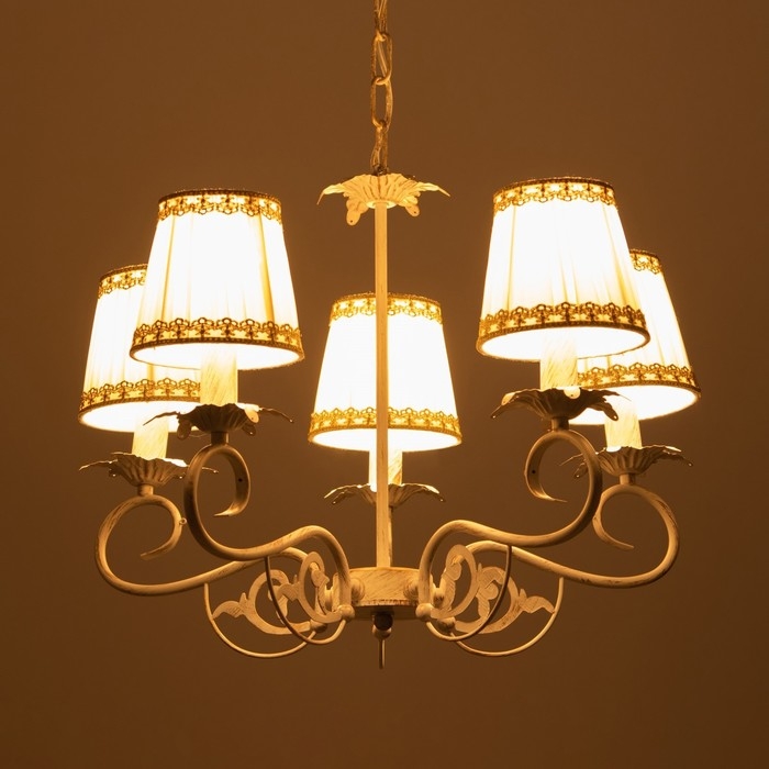 Люстра Люстра "Франческа" 5xE14 40Вт белый с золотой патиной 57х57х39-98 см BayerLux