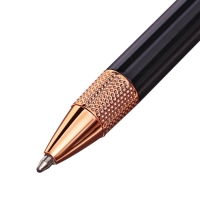 Ручка подарочная шариковая в кожзам футляре поворотная Стиль корпус черный/медь