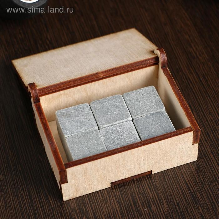Камни для виски "Мой защитник", в шкатулке, натуральный стеатит, 6 шт