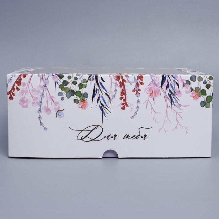 Коробка для капкейков, кондитерская упаковка с окном, 6 ячеек &laquo;Венок&raquo;, 25 х 17 х 10 см