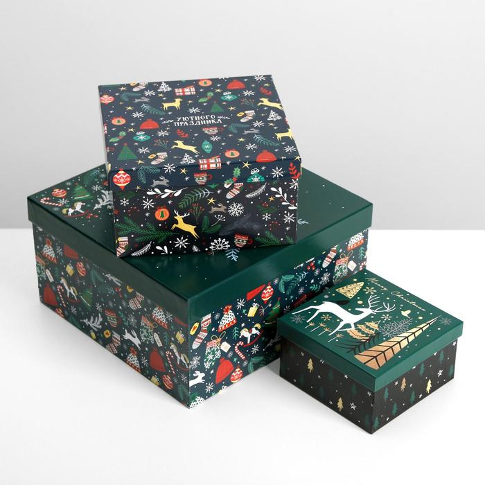 Набор подарочных коробок 10 в 1 &laquo;Новогодний&raquo;, 10 х 10 х 6 ‒ 28 х 28 х 15 см, Новый год