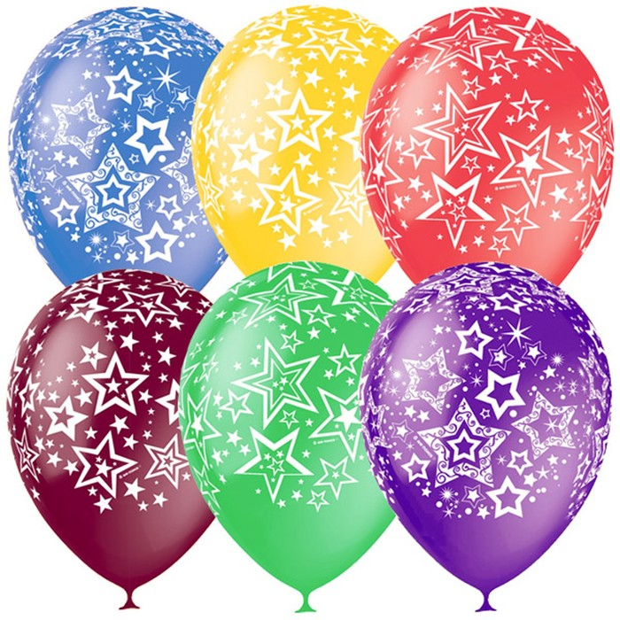 Шар латексный 12" &laquo;Звёзды&raquo;, декоратор, 5-сторонний, набор 25 шт., МИКС