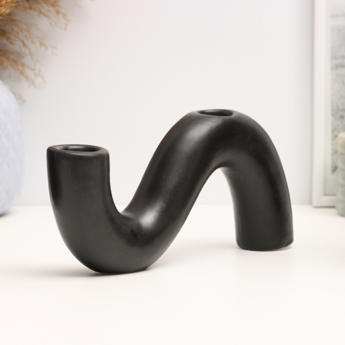 Подсвечник Подсвечник "Жасмин" черный глянец, 20х4х10см