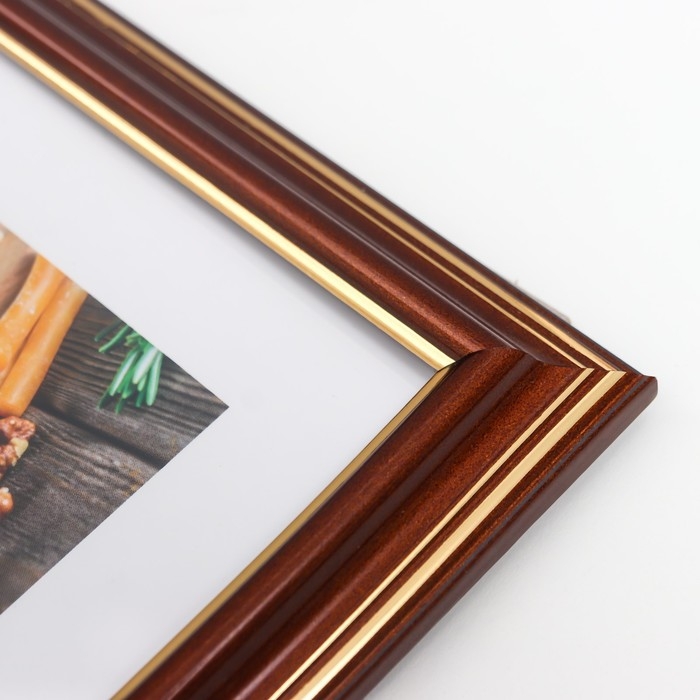 Фоторамка 15х20 (282Р) темный орех с золотом (пластиковый экран)