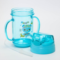 Поильник детский с силиконовой трубочкой, 300 мл., с ручками, цвета МИКС Поильник детский с силиконовой трубочкой, 300 мл., с ручками, цвета МИКС