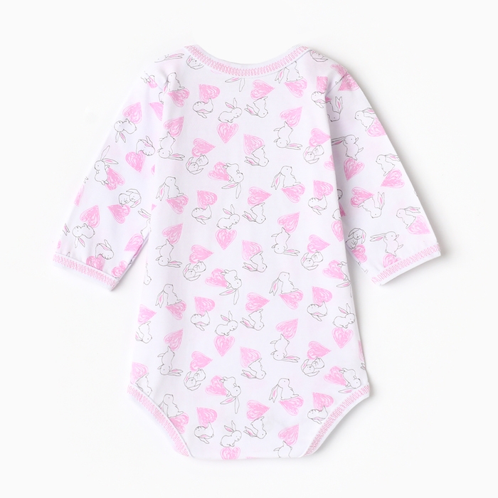 Боди детское с длинным рукавом, цвет белый/зайки, рост 68 Боди детское с длинным рукавом, цвет белый/зайки, рост 68