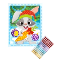 Новый год! Рисунок из страз &laquo;Зайчонок с подарком&raquo;