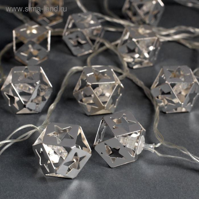 Гирлянда &laquo;Нить&raquo; 4 м с насадками &laquo;Кубик звезда&raquo;, IP20, прозрачная нить, 20 LED, свечение белое, 8 режимов, 220 В