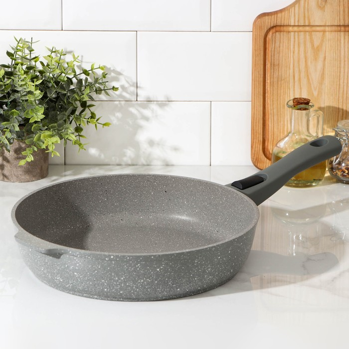 Сковорода, d=28 см, съёмная ручка, антипригарное покрытие, цвет светлый мрамор Сковорода, d=28 см, съёмная ручка, антипригарное покрытие, цвет светлый мрамор