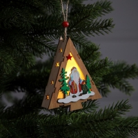 Ёлочная игрушка «Ёлочка с Дедом Морозом», от батареек, свечение тёплое белое Ёлочная игрушка «Ёлочка с Дедом Морозом», от батареек, свечение тёплое белое