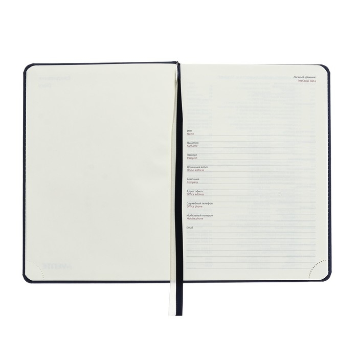 Ежедневник недатированный A5, 160 листов, deVENTE.Emblem, твёрдая обложка из искусственной кожи с поролоном, ляссе, блок 70 г/м2, синий