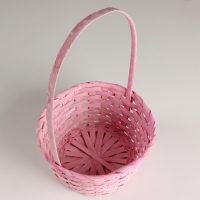Корзина плетеная, D20х10хH33см, розовый, бамбук Корзина плетеная, D20х10хH33см, розовый, бамбук