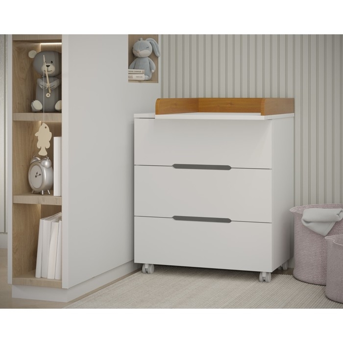 Комод пеленальный детский ИНКАНТО Anniken ЕCCO 800/3, 83х45х97 см., 3 ящика, цвет белый/бук