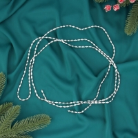 Бусы на ёлку 2 м d-3 мм "Овалы грани" серебро