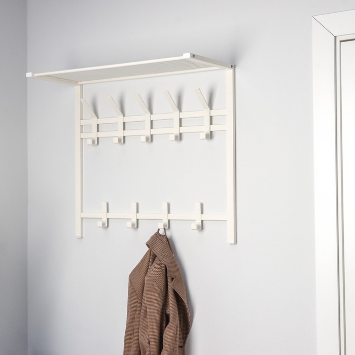 Вешалка с полкой 2-х ярусная &laquo;Торонто 22&raquo;, 67&times;27&times;58,5 см, цвет белый