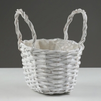 Корзина плетеная, 24 х 17/24 см, белая, ива