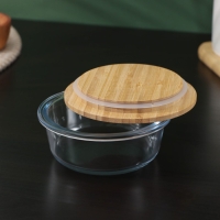 Контейнер для еды из жаропрочного стекла с бамбуковой крышкой BellaTenero «Эко», 350 мл, 13×5,5см Контейнер для еды из жаропрочного стекла с бамбуковой крышкой BellaTenero «Эко», 350 мл, 13×5,5см