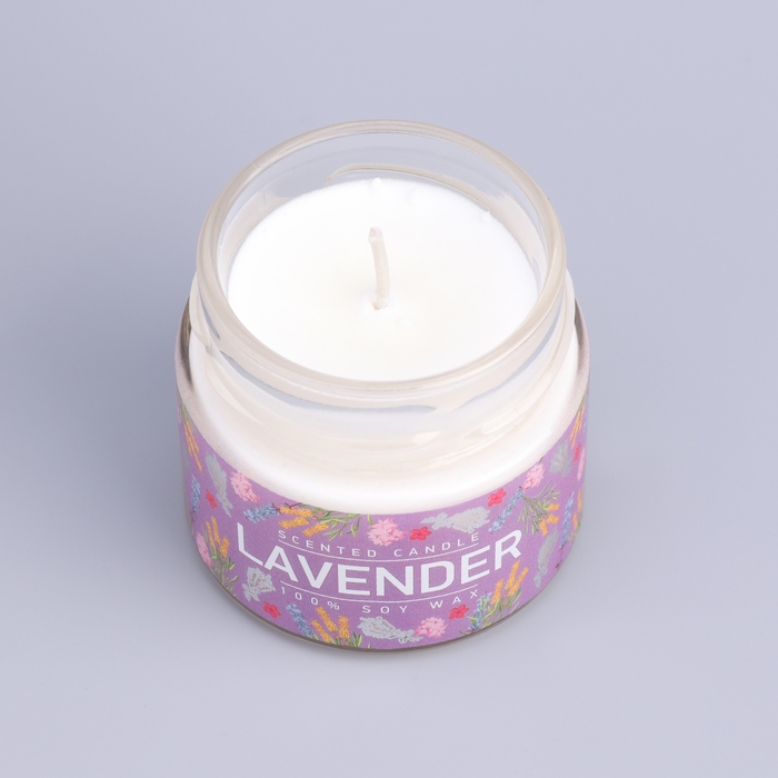 Свеча ароматическая в банке Свеча ароматическая в банке "Лаванда и шалфей", совый воск, 80 г
