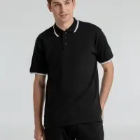 Рубашка поло мужская с контрастной отделкой Practice 270 черная, размер S