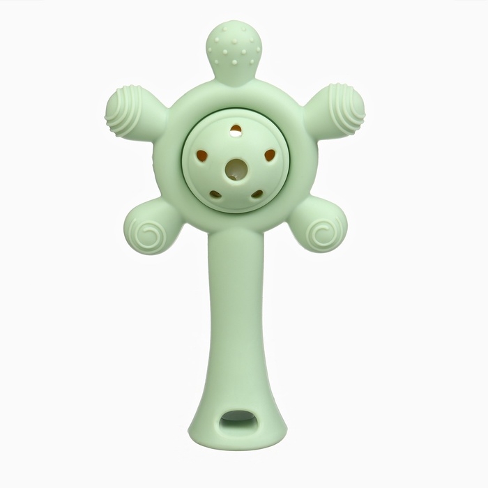 Прорезыватель силиконовый с погремушкой «Малыш», цвет зелёный, Крошка Я Прорезыватель силиконовый с погремушкой «Малыш», цвет зелёный, Крошка Я