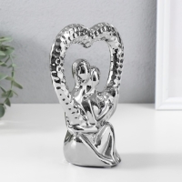 Сувенир керамика "Абстракция. Влюблённые с сердцем" серебро 13х7х18,5 см